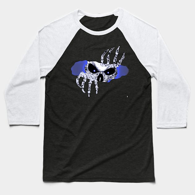 The skull peeks through the crack , colour. Baseball T-Shirt by Bird